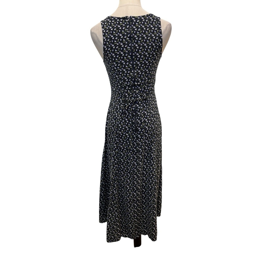 Vtg 90s Ditsy Floral Midi Dress Corset Back Sz 5/6 Boho Fairy Grunge Whimsigoth - Picture 5 of 8